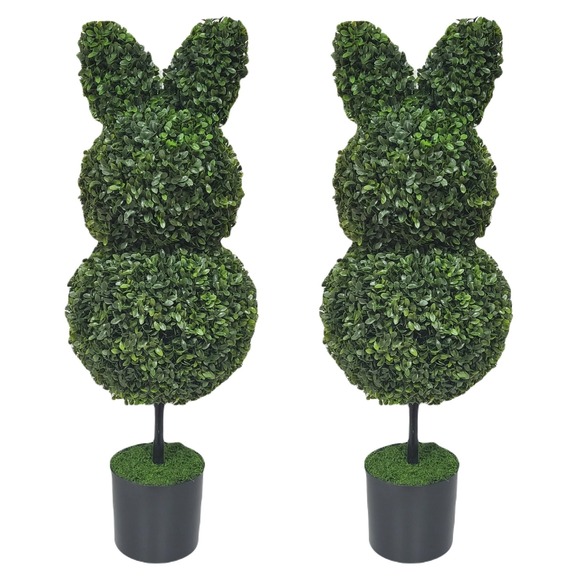 My Texas House Boxwood Easter Bunny Topiaries Set of 2 Green 35